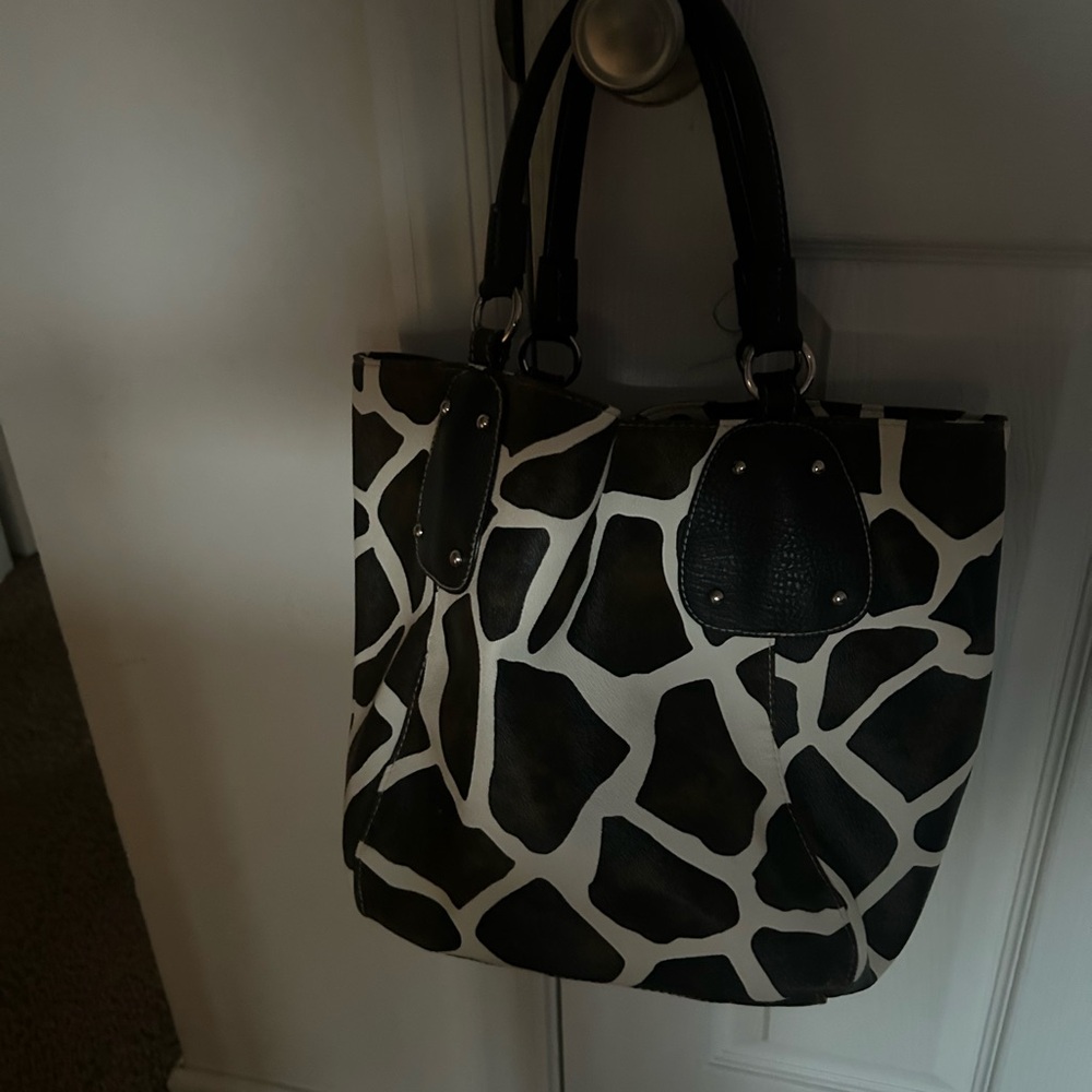 HOBO brown and White Giraffe Print Tote